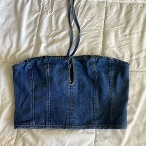 Forever 21 Blue Denim Crop Top